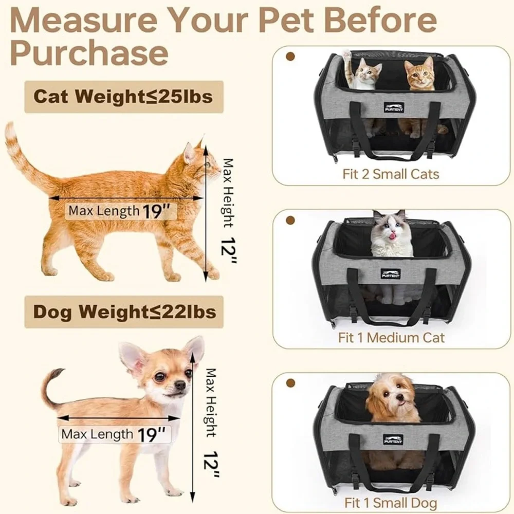 FURTENT/Soft Sided, Portable Mesh Pet Travel Bag, up to 25 lbs/NWT